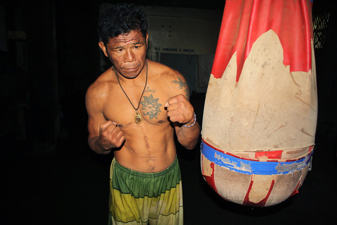 Former World Champion Rolando Navarette, now in his 50's and destitute, still pounds the heavy bag daily in hopes of one last shot at glory.