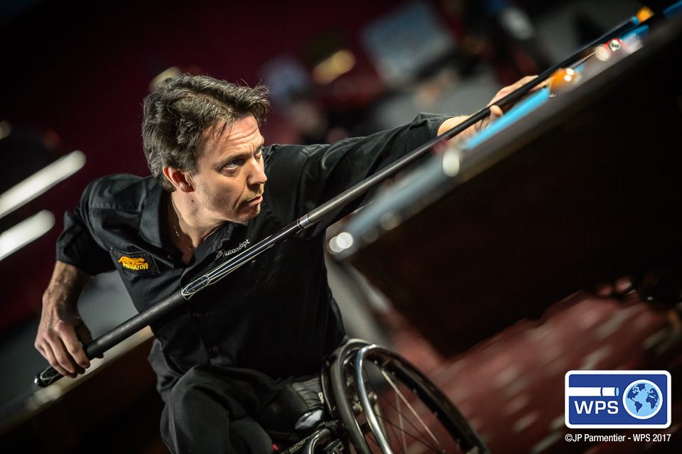 4-time World 9-ball Wheelchair Champion Henrik Larsson of Sweden advanced to the final 64 in New York.